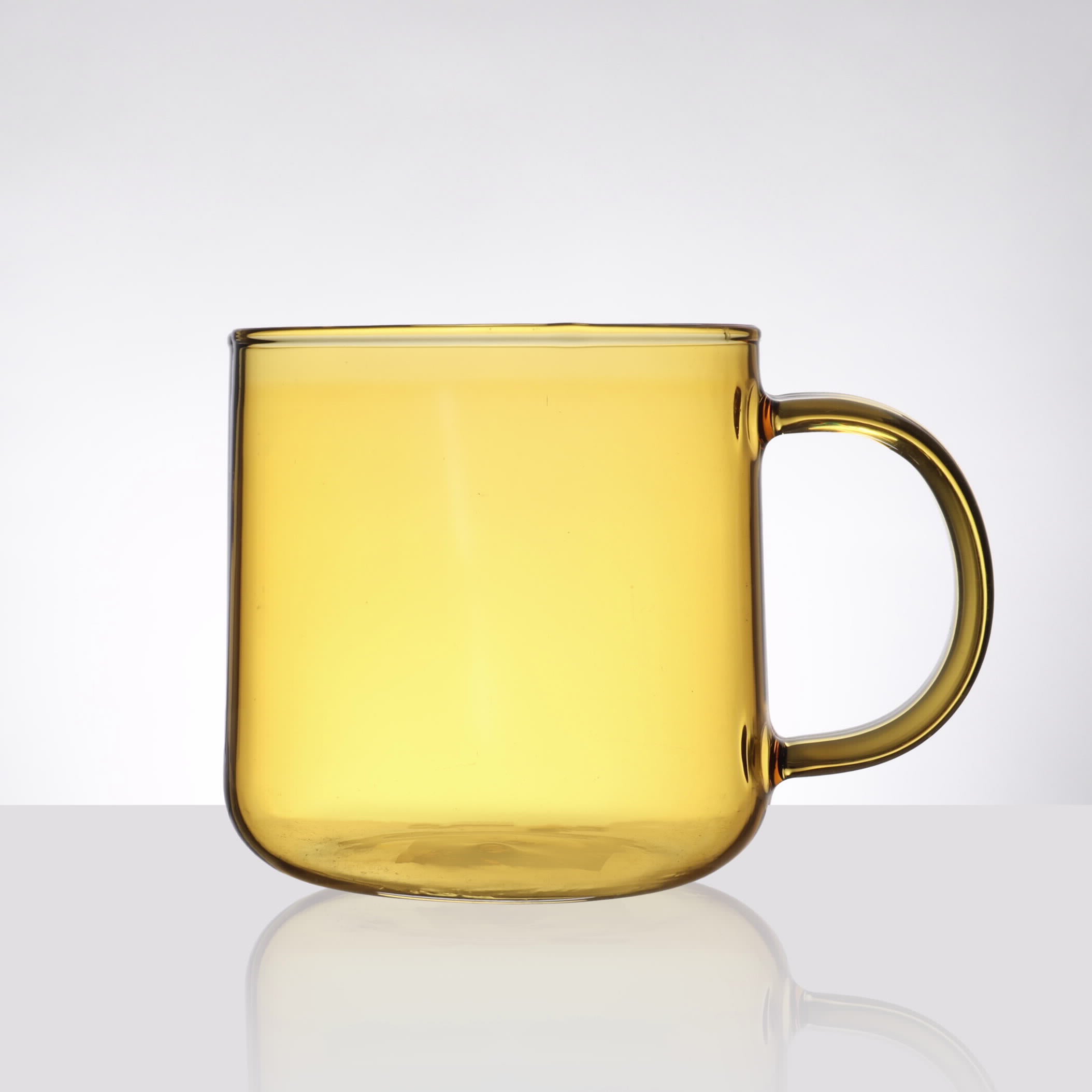Glass Yellow Mug 350ml Single Wall