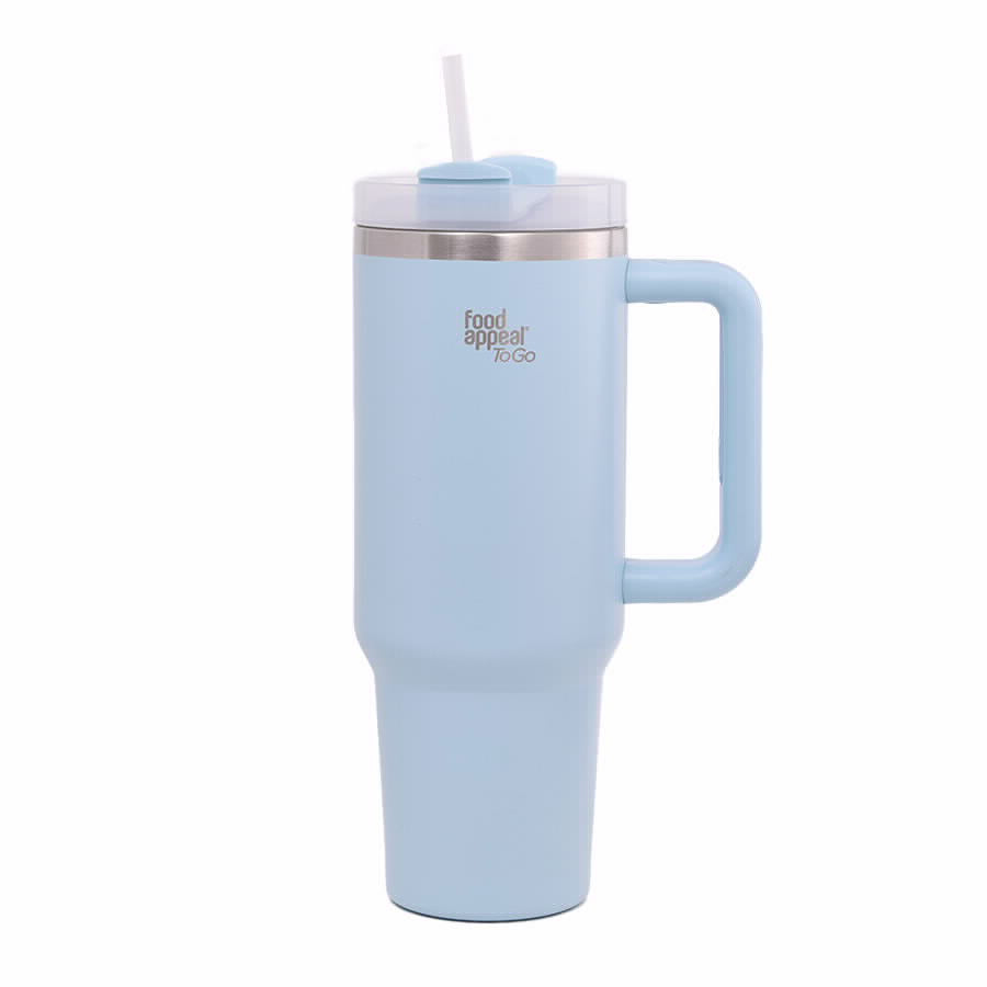 Thermal Mug with Handle Straw 1200ml TO GO Color Light Blue Home Food appeal