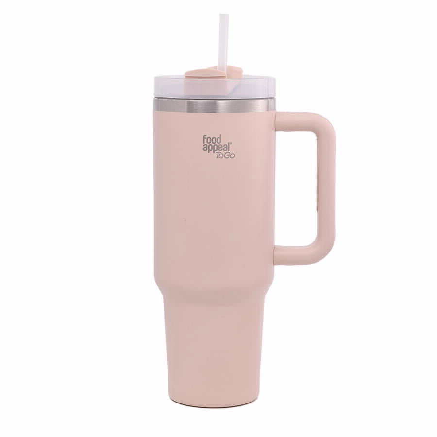 Thermal Mug with Handle Straw 1200ml TO GO Color Cream Home Food appeal