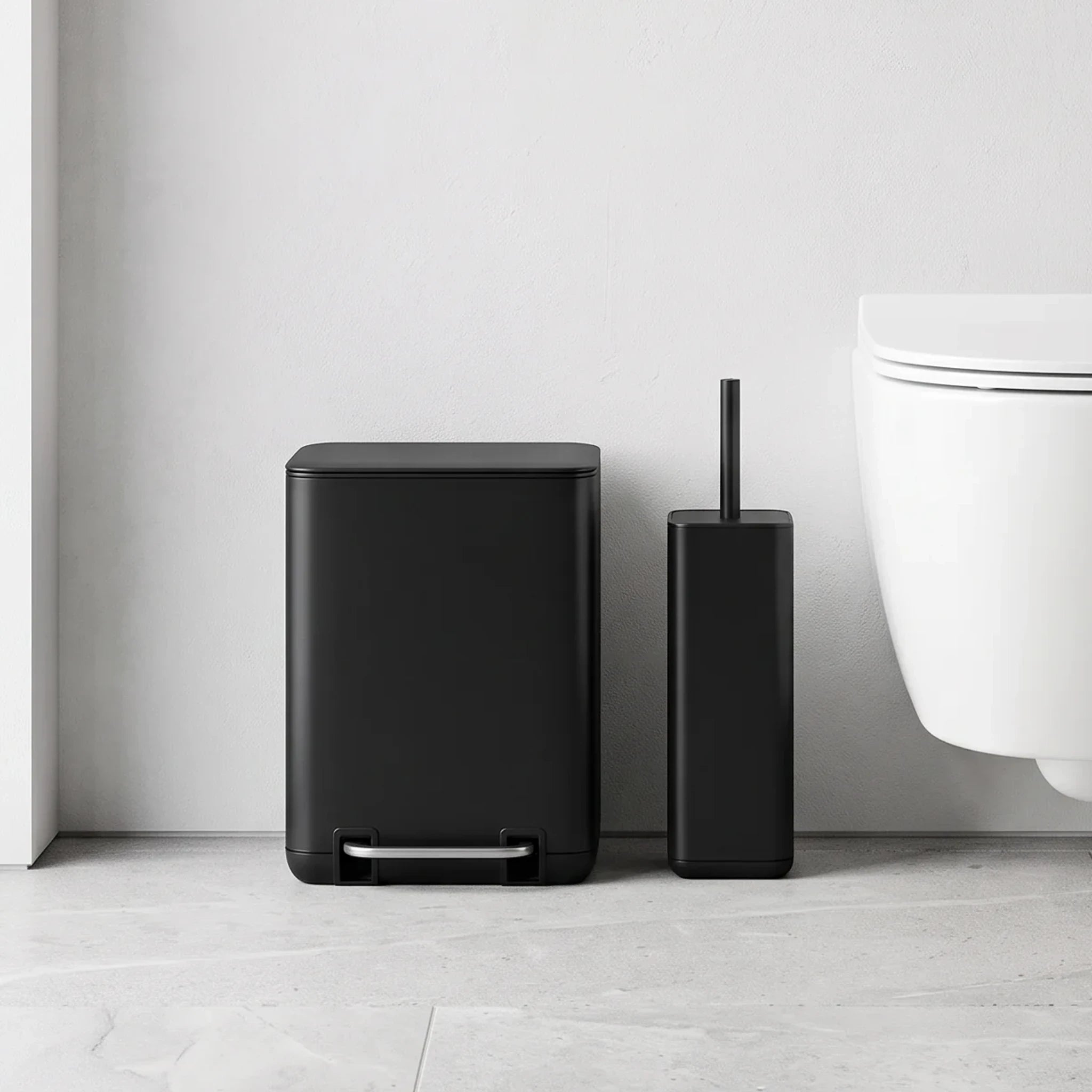 Toilet Set Bin & Brush Black Matte LIBBI