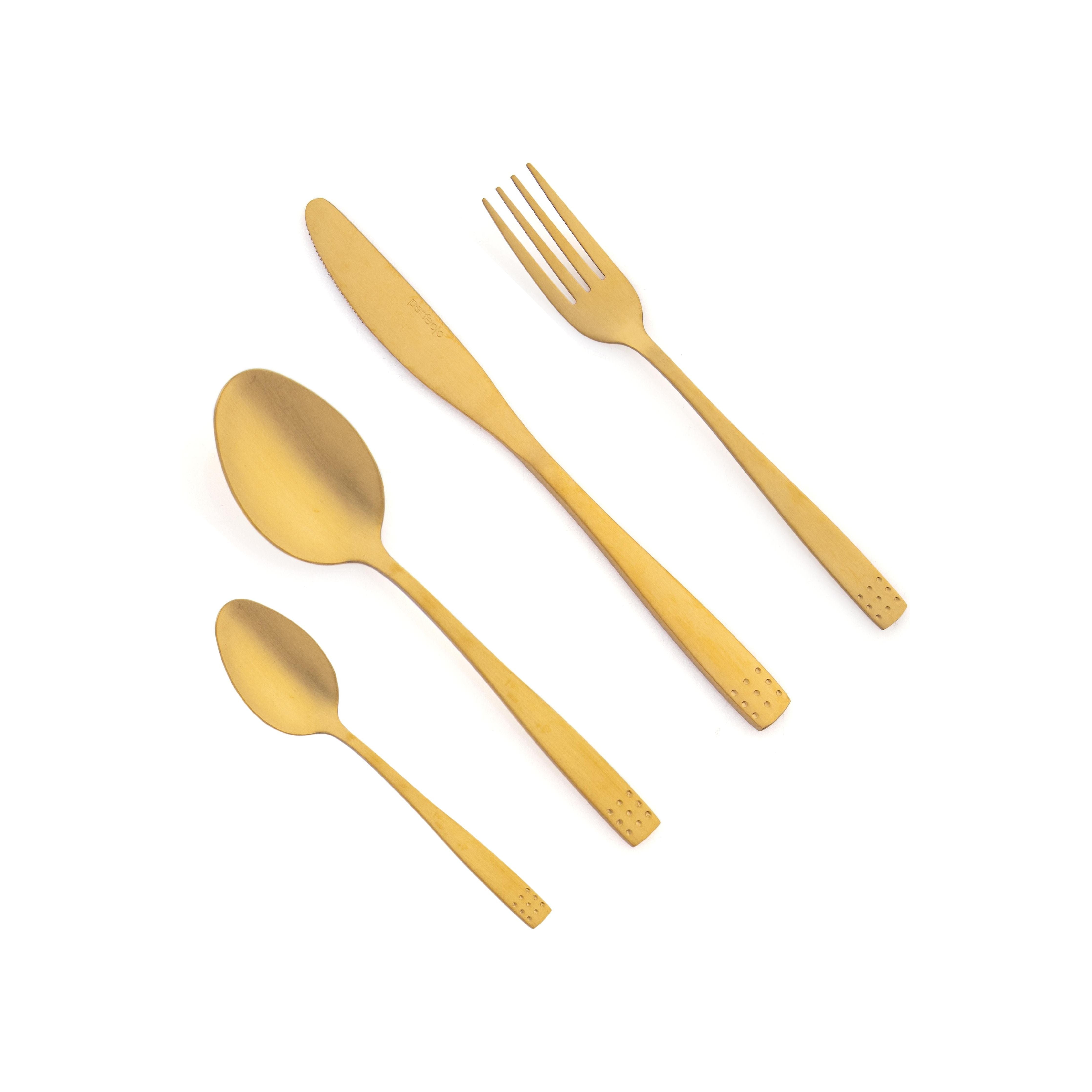 Cutlery Set 24 Pieces Stainless Steel Gold Colors