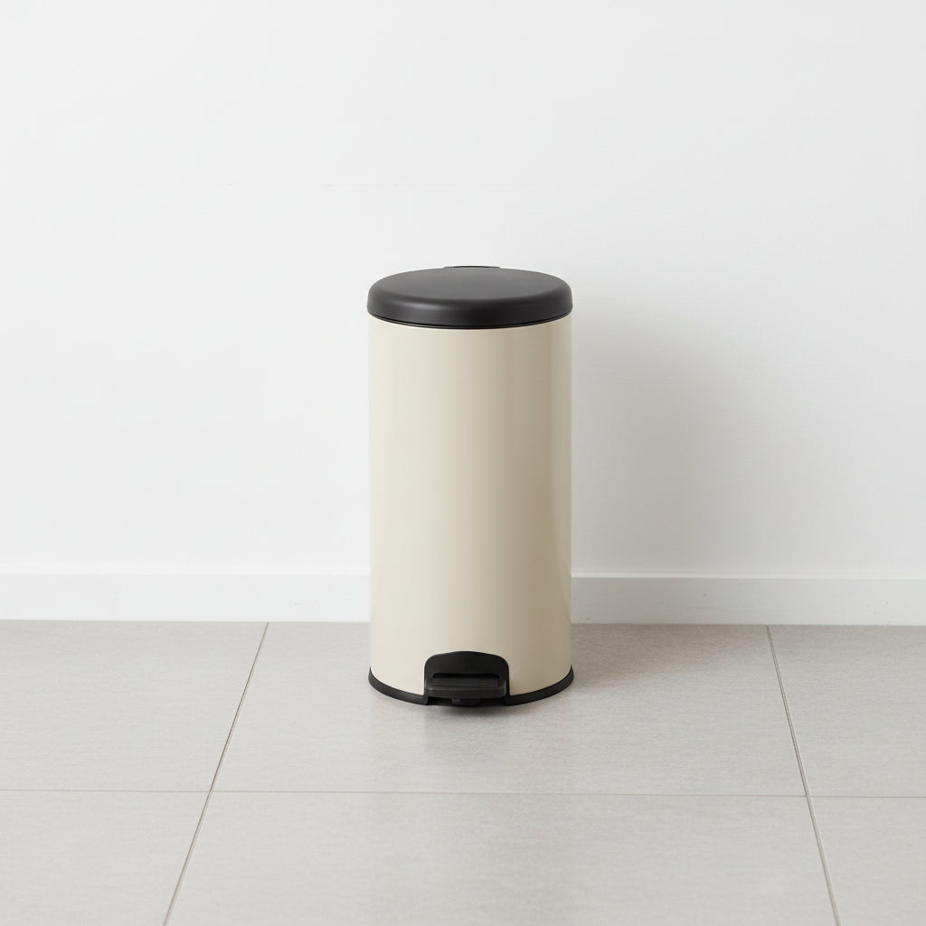 Pedal Kitchen Round Trash Bin 30L Cream