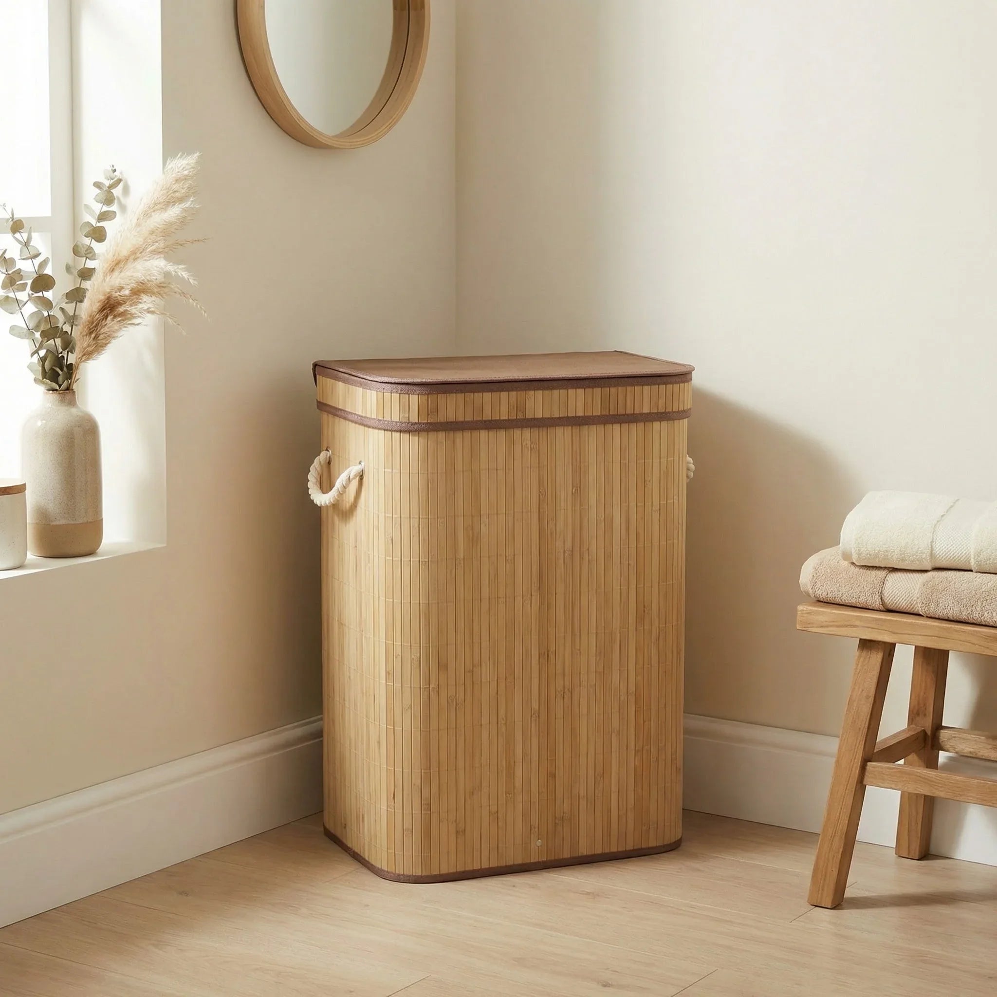 Bamboo Square Laundry Basket - Natural