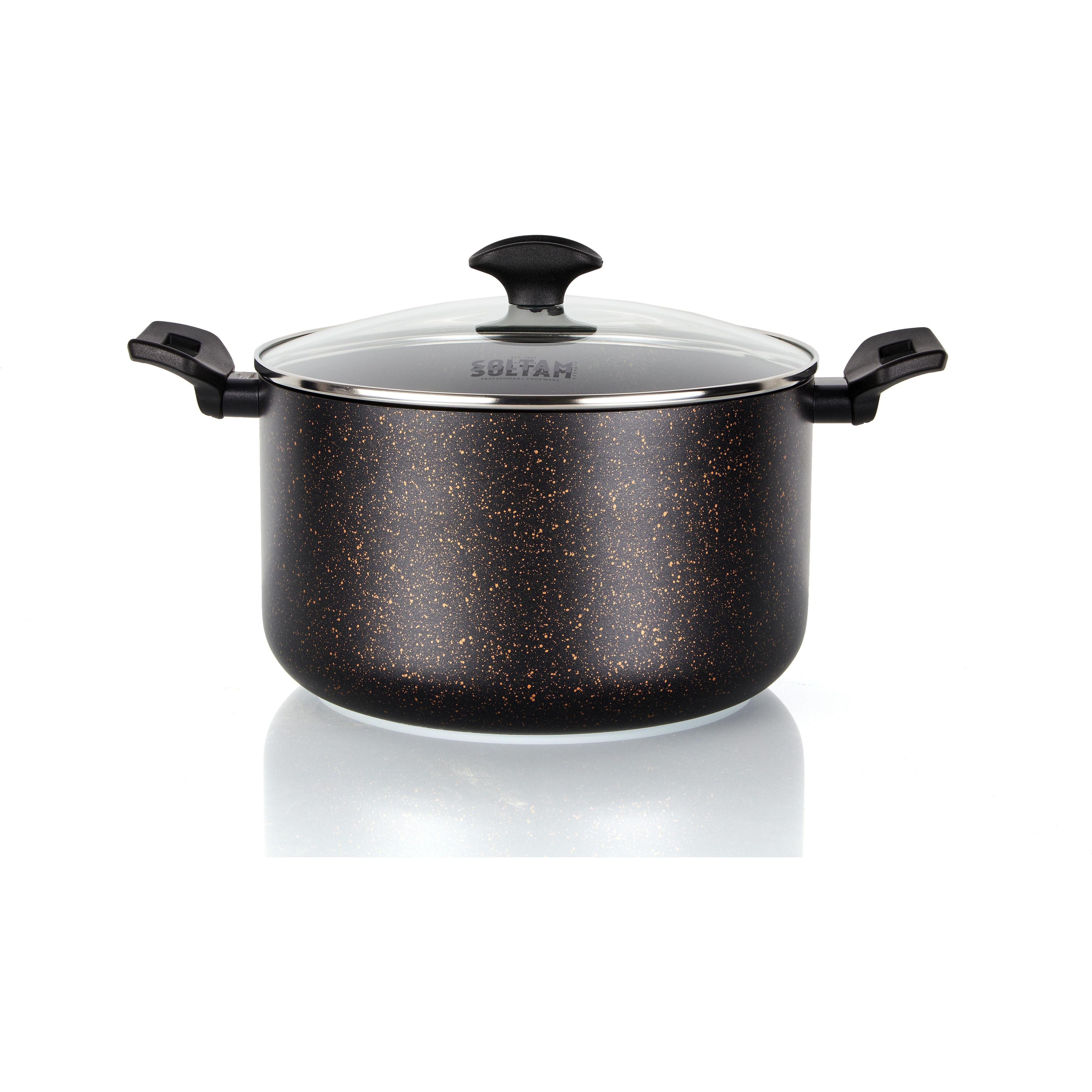 Stock Pot 26cm 7.8L OPTIMA Coating Marble Handle Black