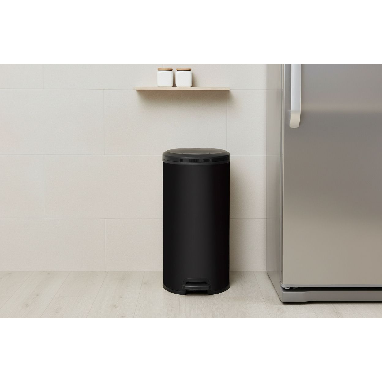 Pedal Kitchen Round Trash Bin 30L Black