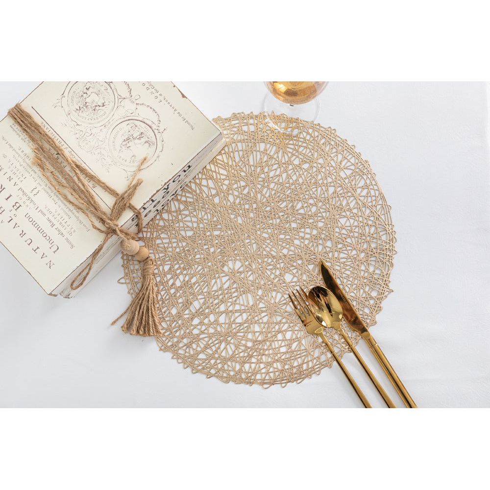 Set 6 Units Placemat 38*38cm Round Gold B