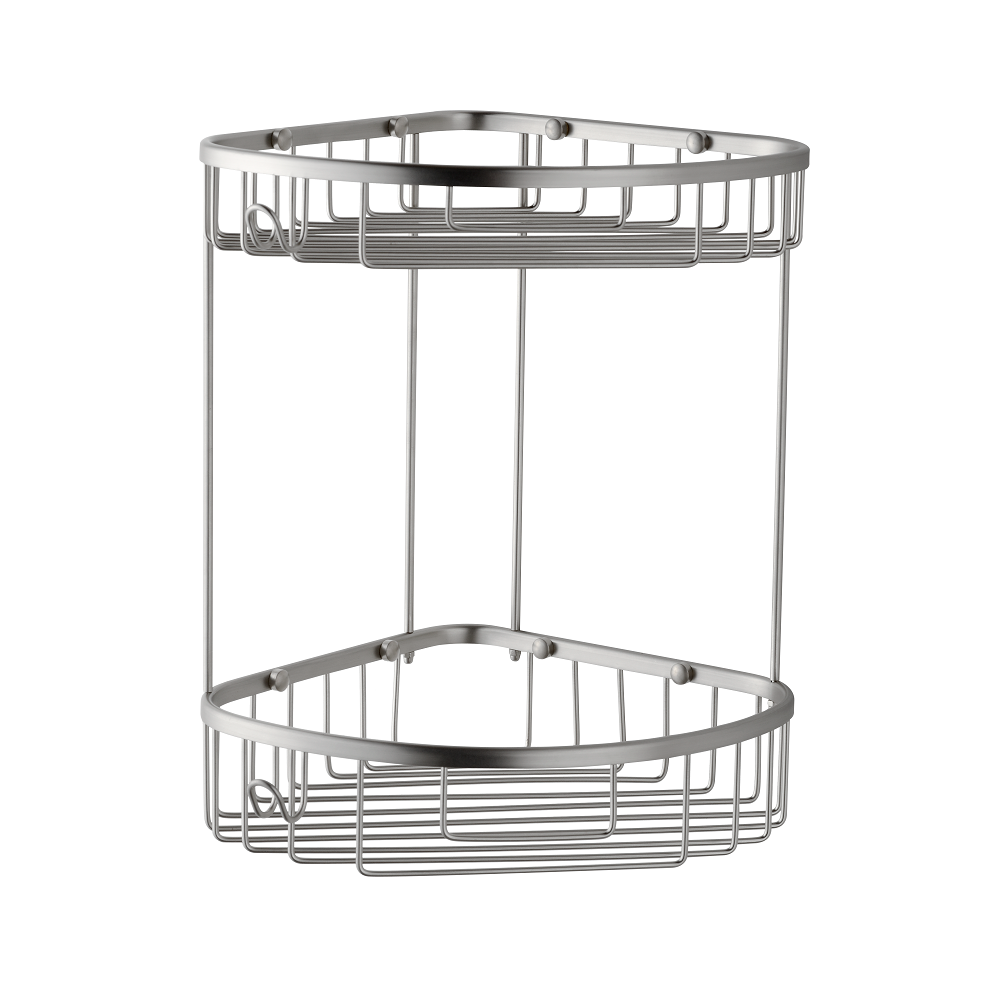 Corner Shower Shelf Mesh Double Brass Chrome Matte 26*23*30cm