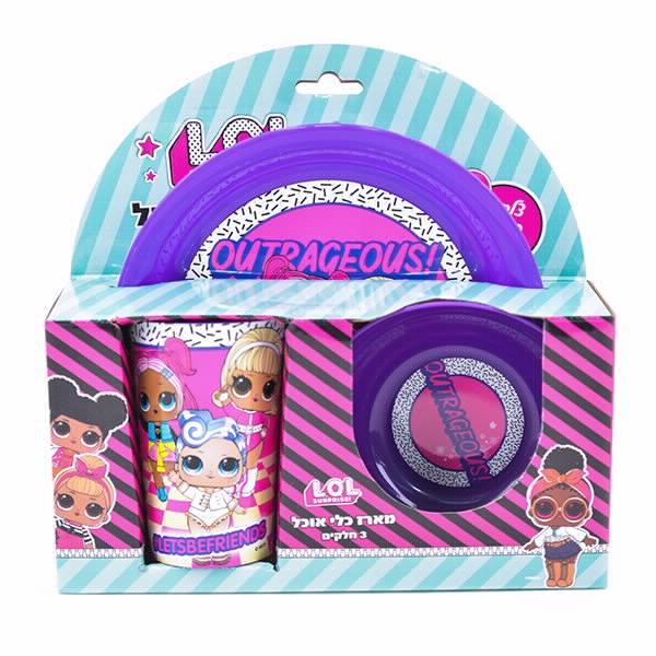 Set PP 3 Pieces Plate Bowl Cup LOL