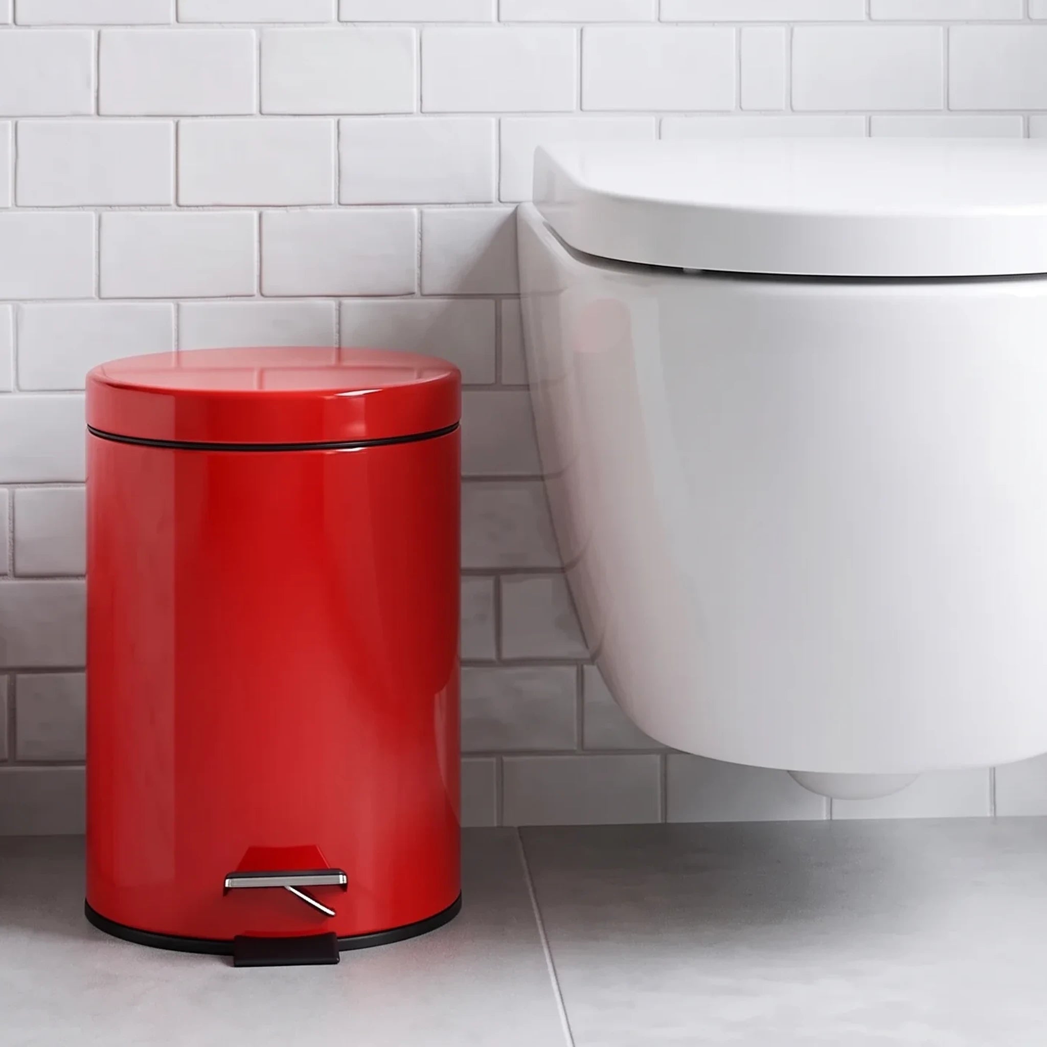 Round Red Pedal Bin 3L