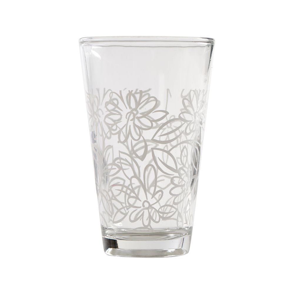 Glass Set 3 Cups Flower White