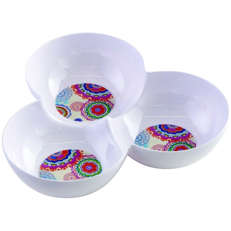 Serving Bowl Divided L 3 Melamine Flowers