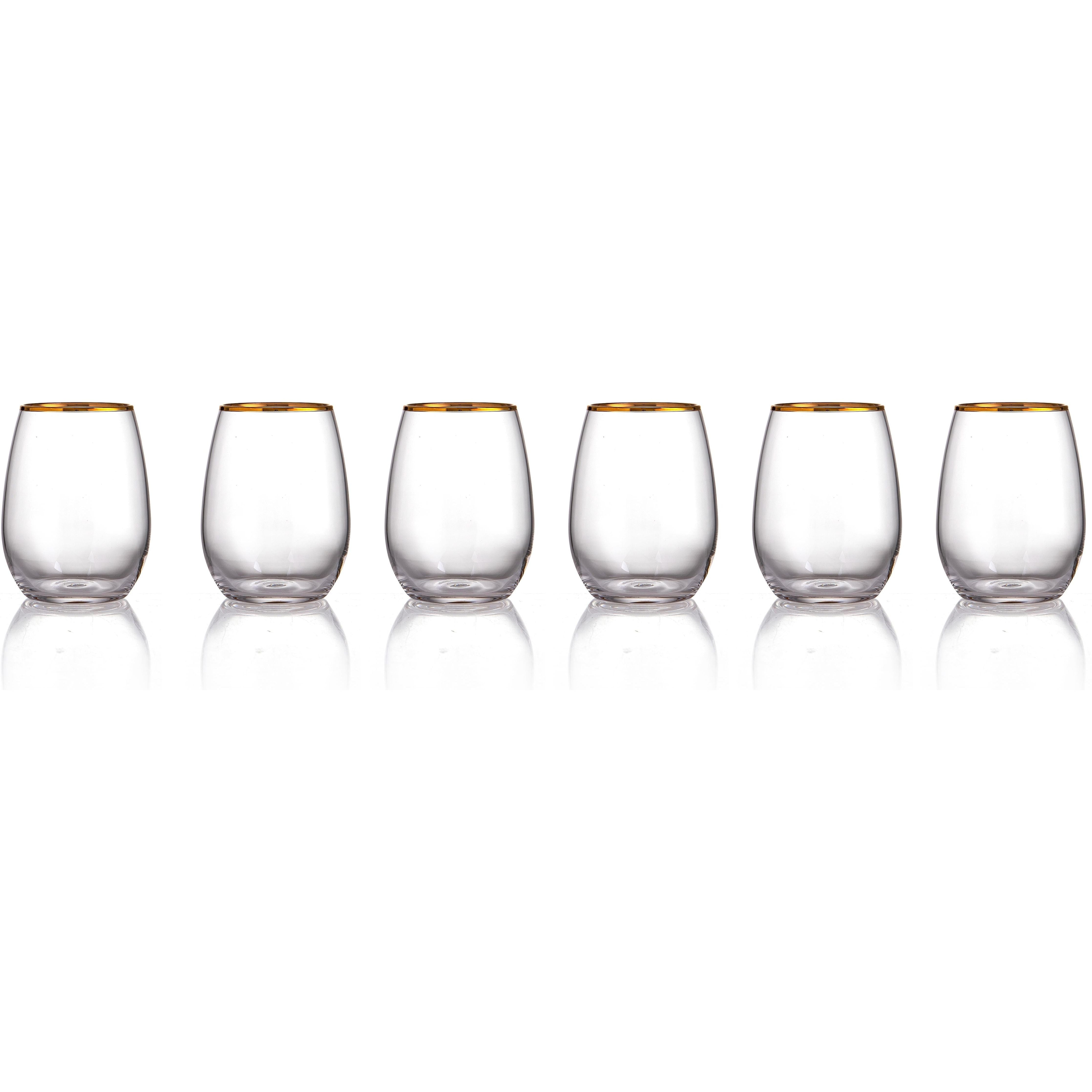 Gold Set 6 Cups Stripe 350ml AMBER