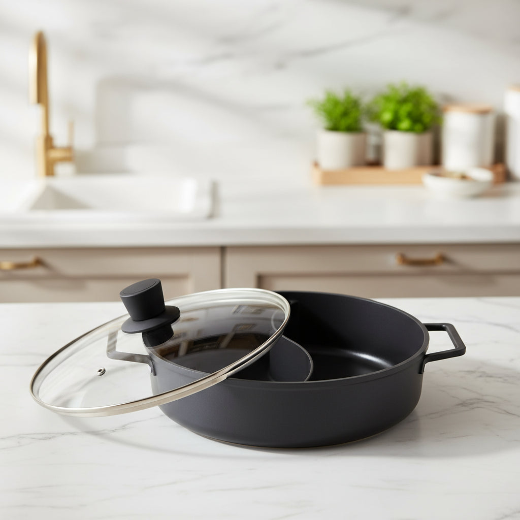 Cast Pot Divided 10*30cm 4.8L Cooking Serving