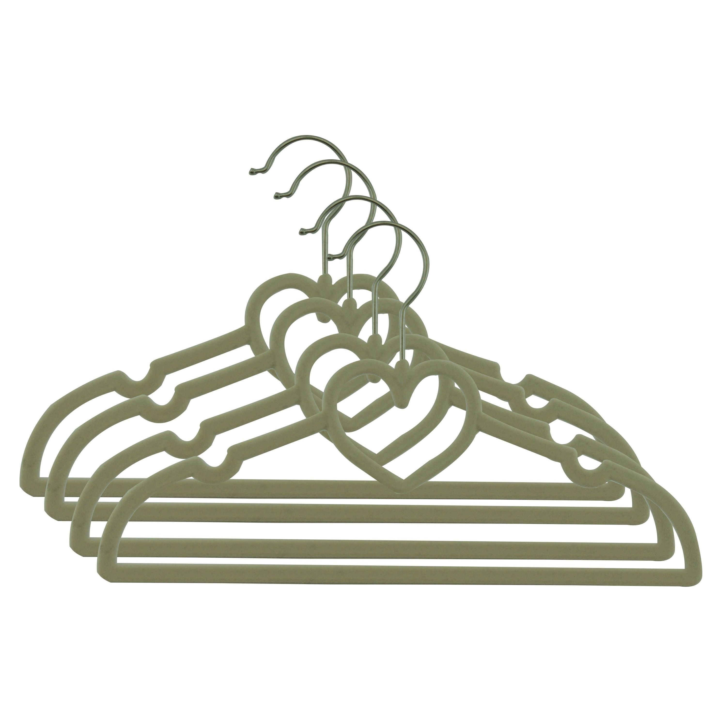 Velvet Set 4 Hangers Kids Beige - HEART
