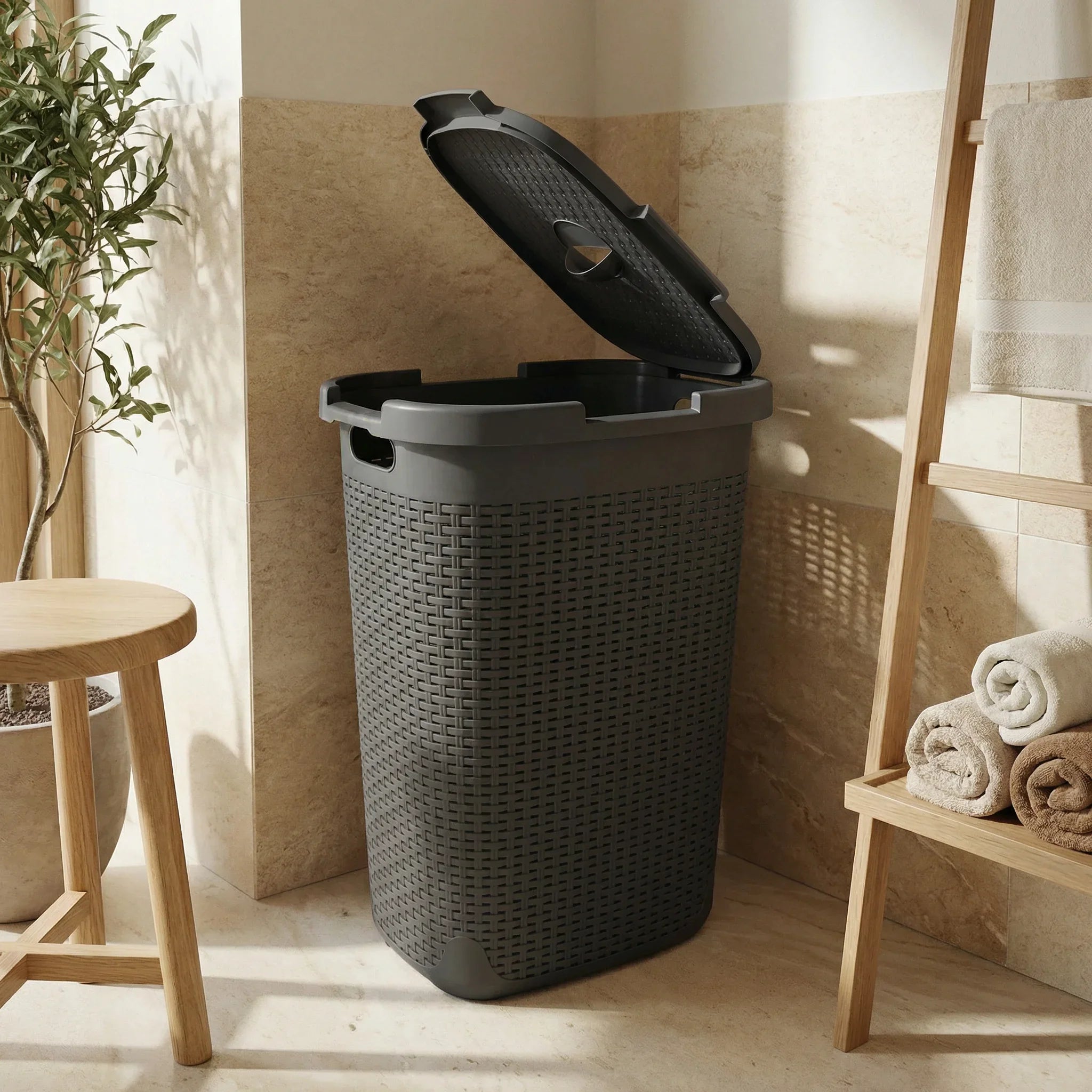 Brown Laundry Basket 60L