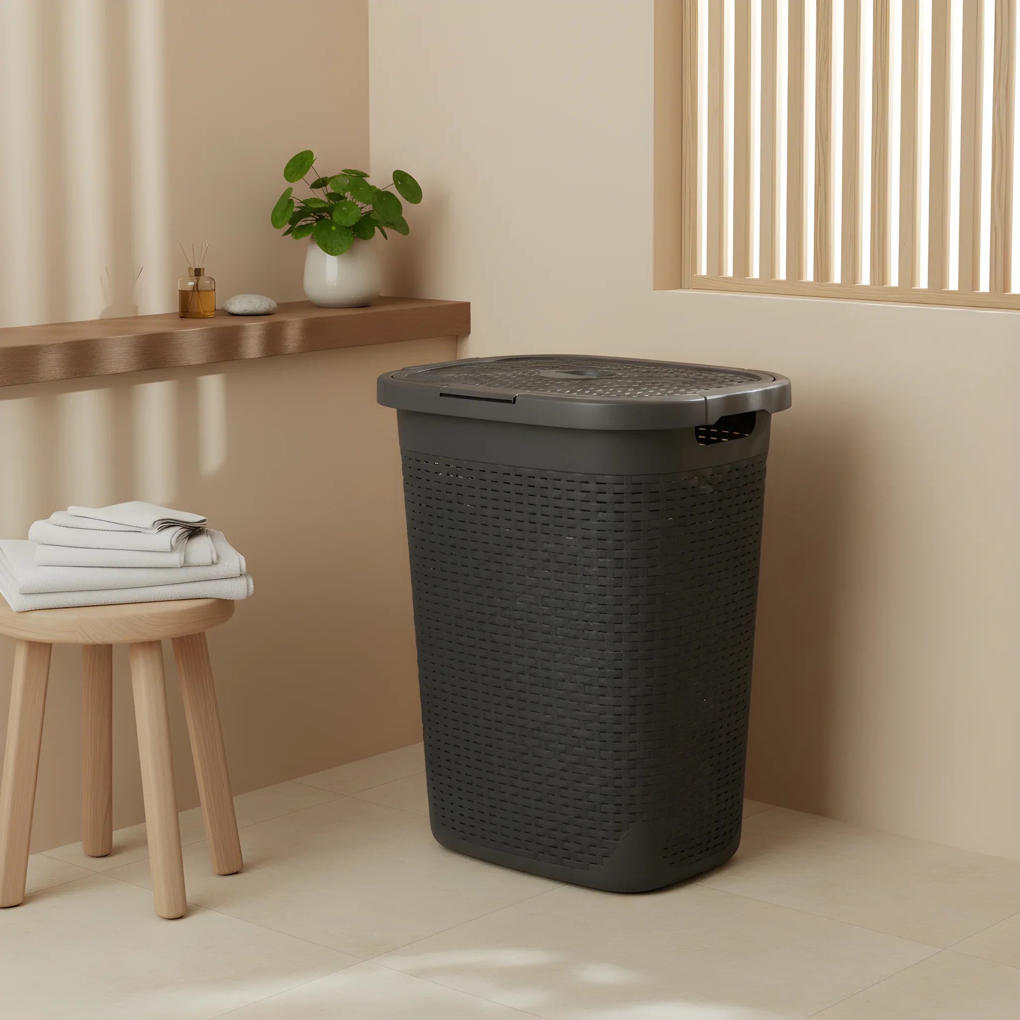 Grey Laundry Basket 50L