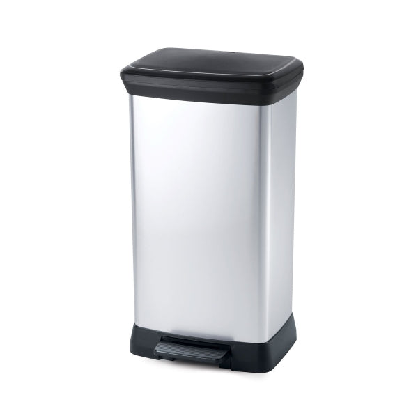 Pedal Kitchen Rectangular Trash Bin 30L Silver DECO