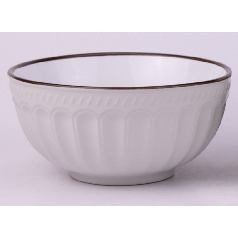 White Striped Soup Bowl