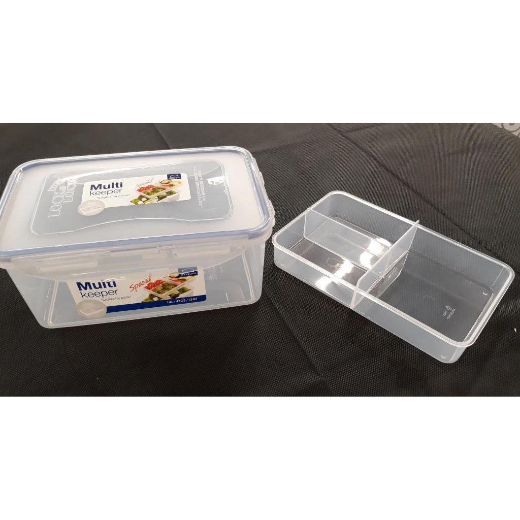 Plastic Rectangular Box 1.4L Divided L&L