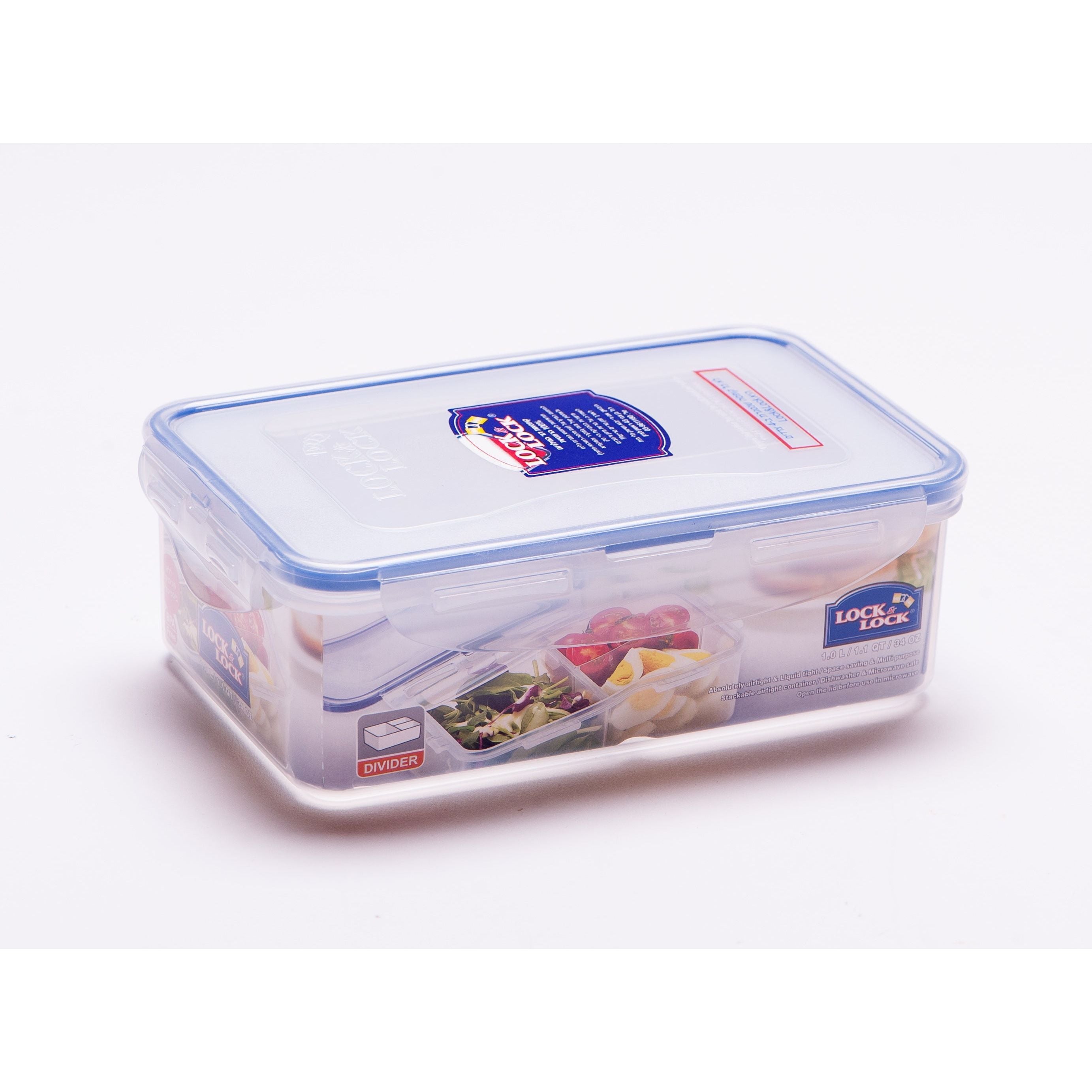 Plastic Rectangular Box 1L Divided L&L