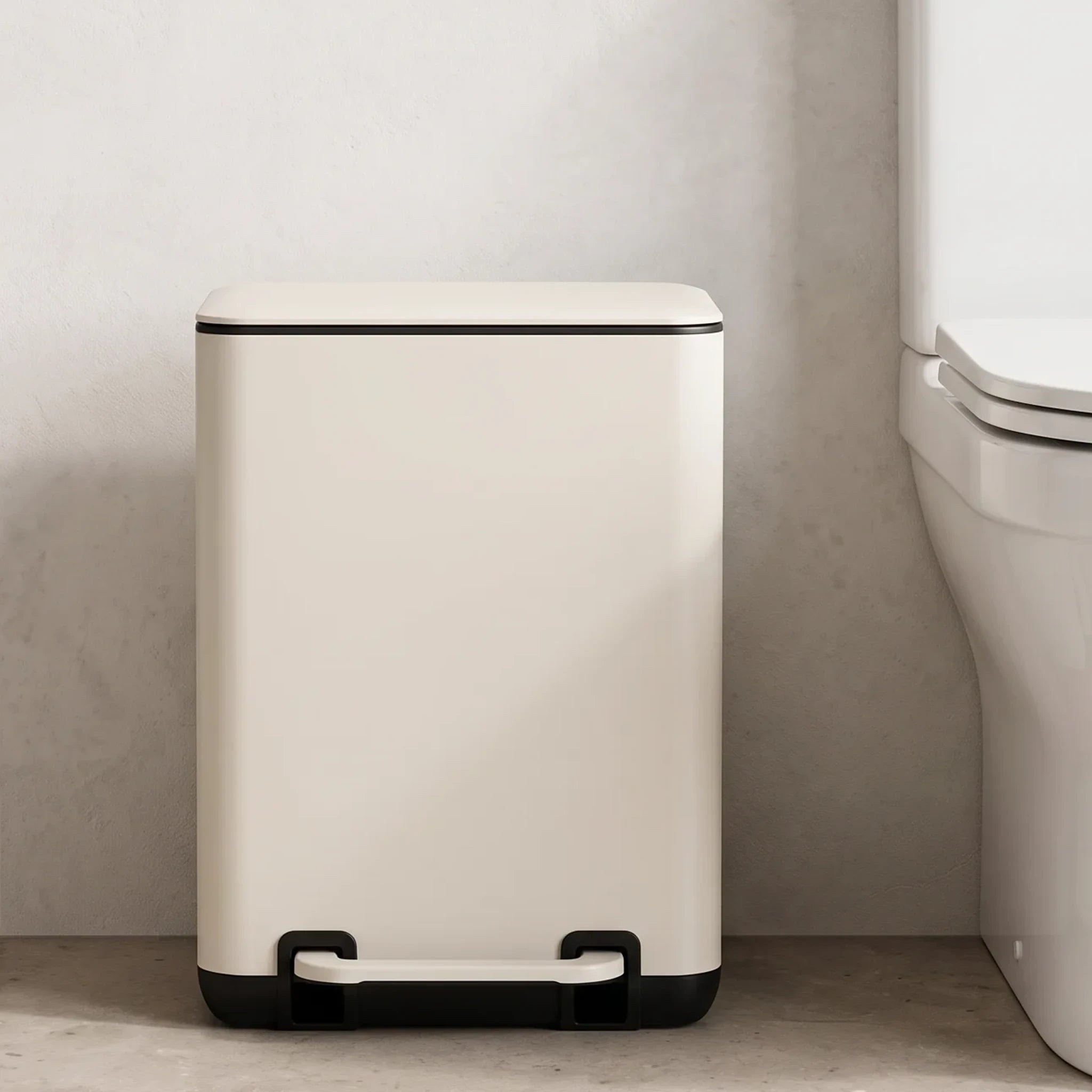 Rectangular Cream Manhattan Bathroom Bin 6L