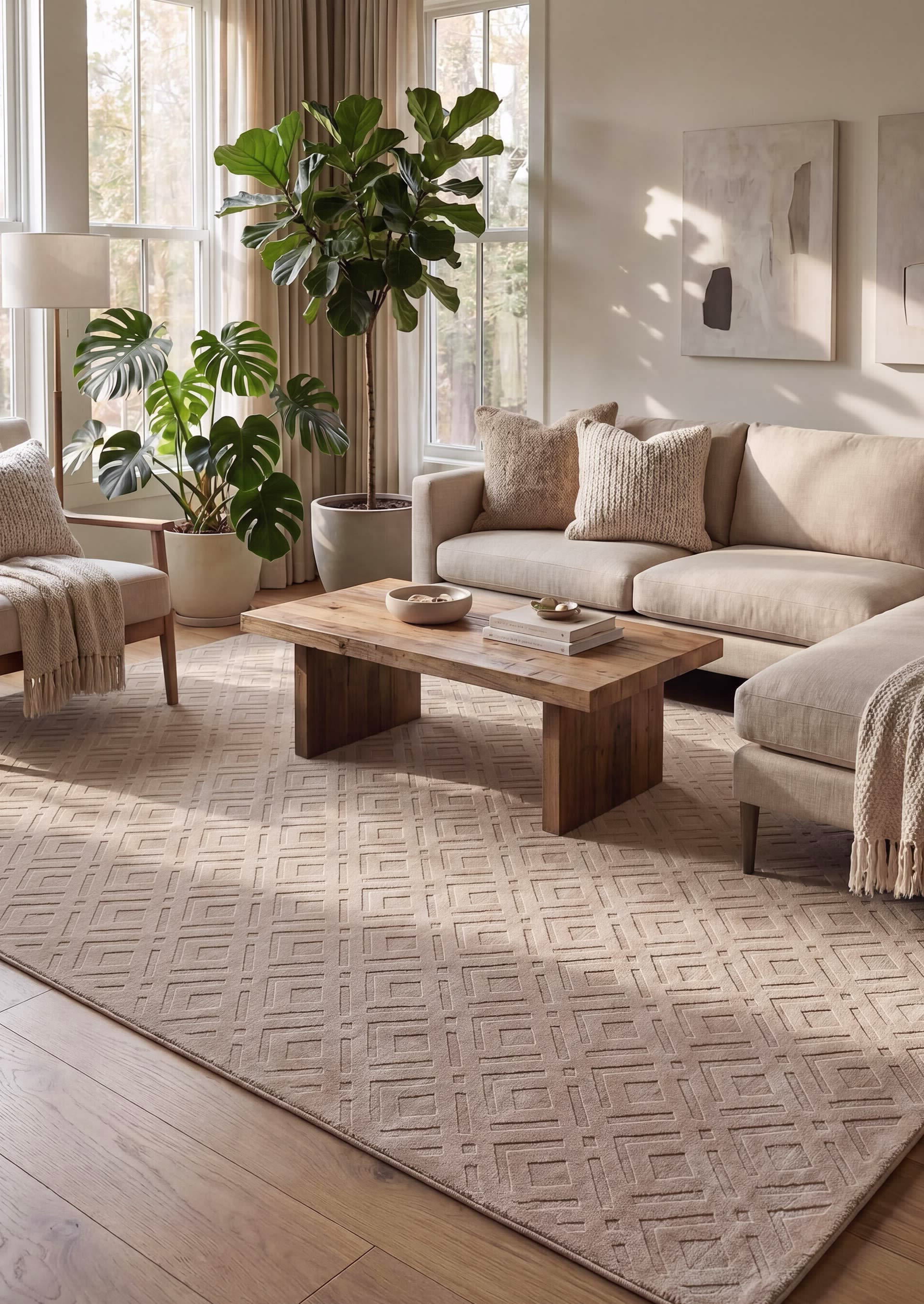 Rug 200/150cm Oska Diamond Pattern Beige