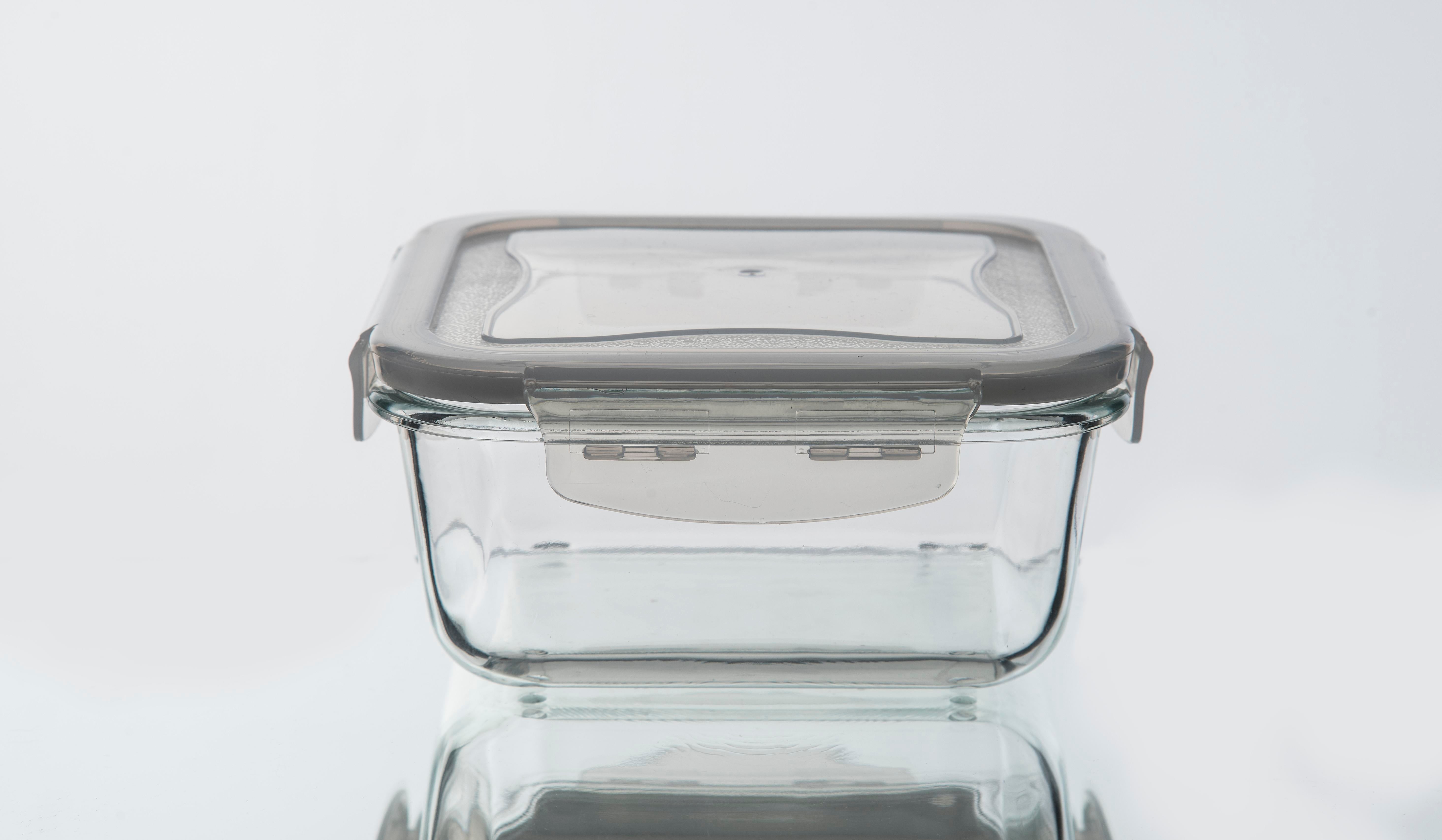 Square Glass Storage Box 750ml Lid Plastic Soltam
