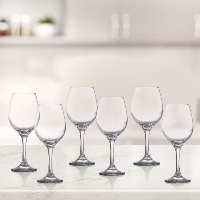 Set 6 Wine Glasses Glass AMBER