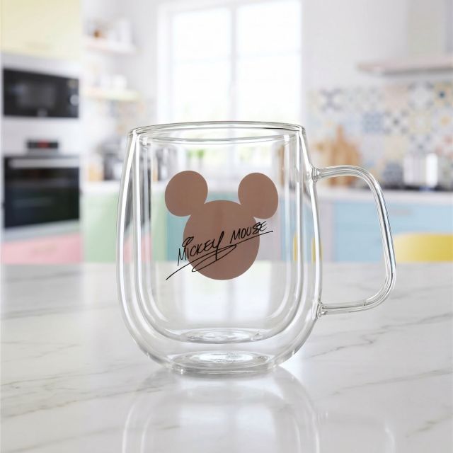 Mug Glass Double 500ml - Mickey