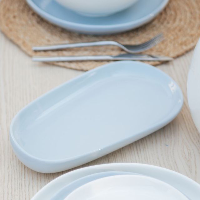 Hot Plate Serving Porcelain - OPALITE Light Blue