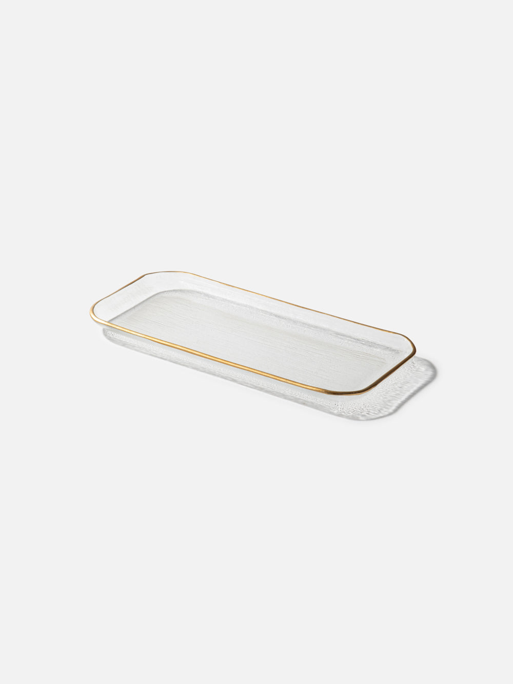 Pure Glass Serving Plate Gold Rim