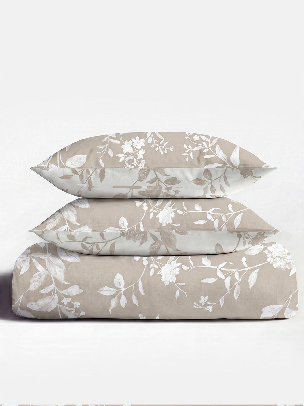 Yasmin Satin Sheet Set Beige/White