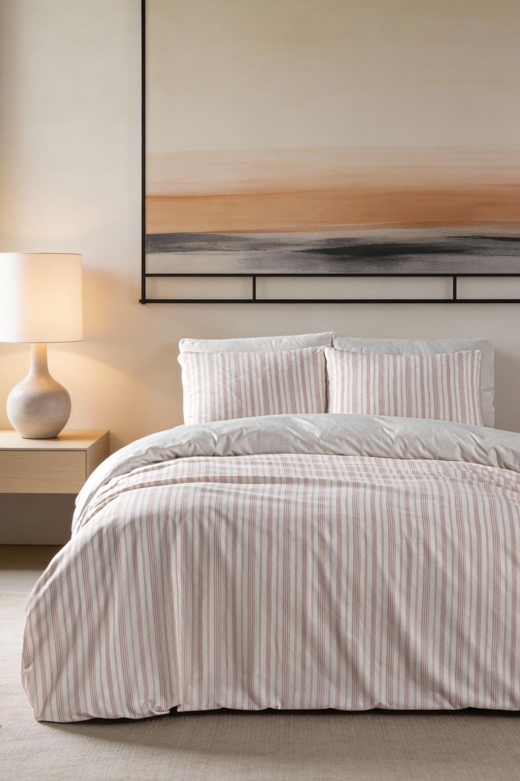 Sheets Gabardine Natural Wash Luxury Stripes Cream