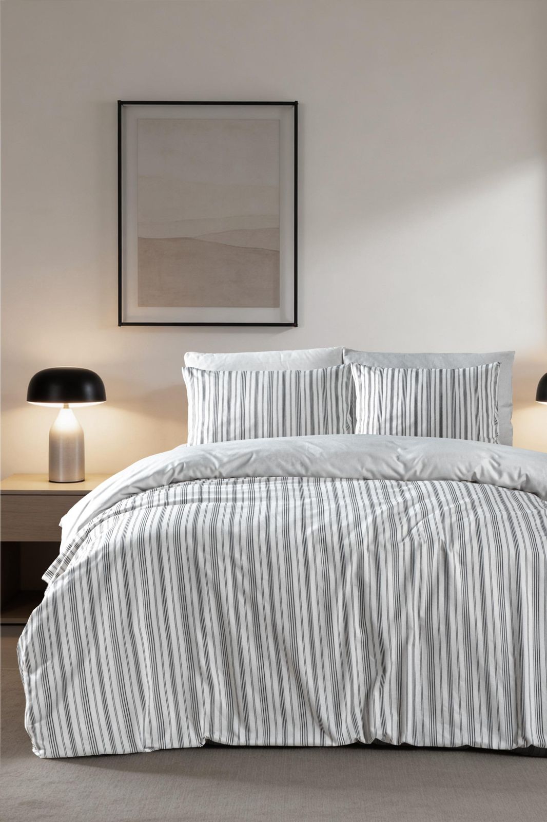 Sheets Gabardine Natural Wash Luxury Stripes Gray