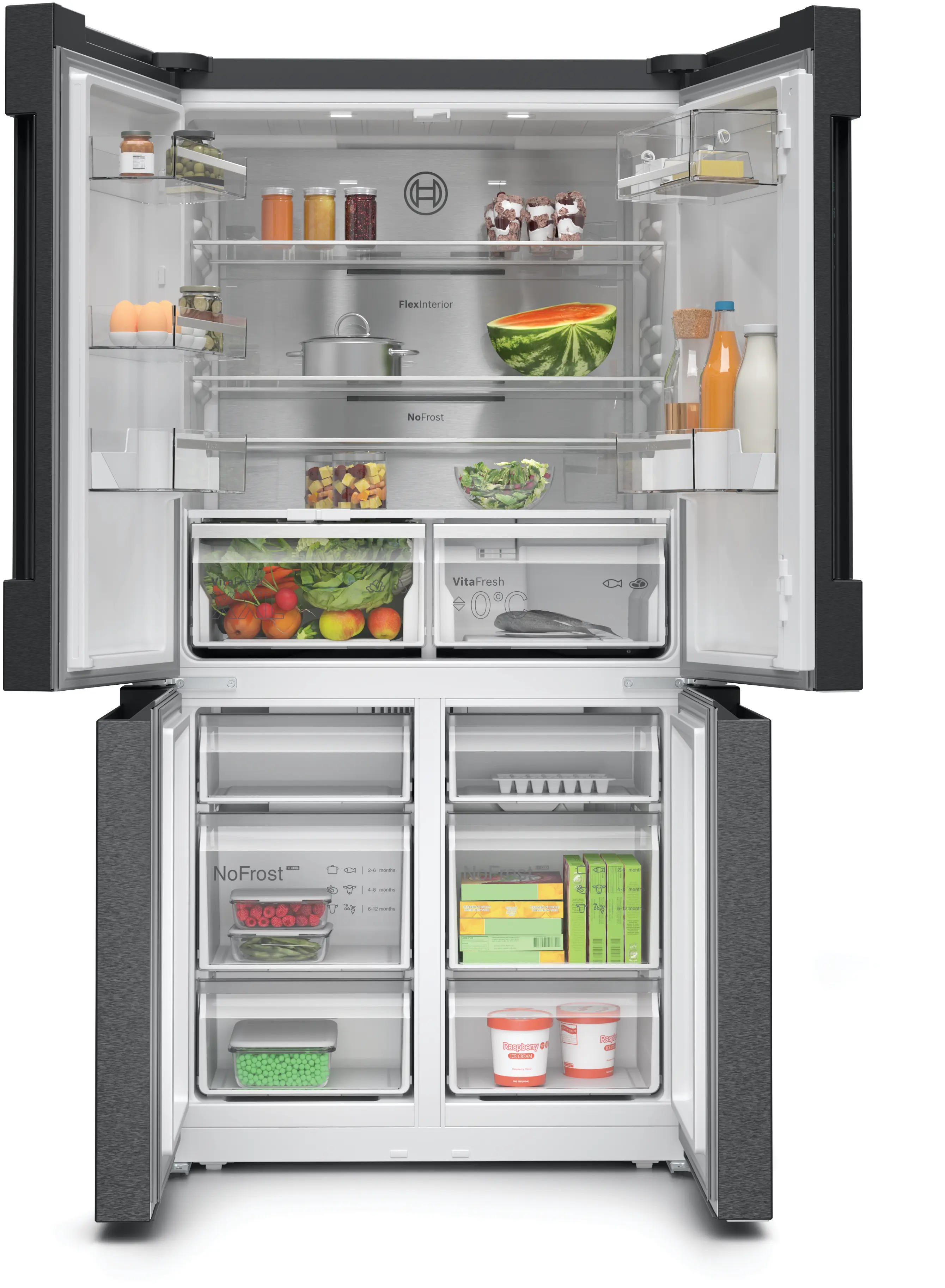 Refrigerator Bosch 4 Door KFN96AXEA Stainless Steel Dark, 605 L